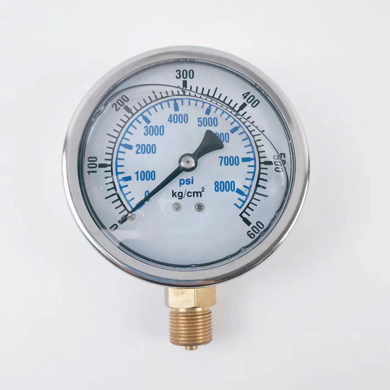 YN100径向亮光壳两体充油抗震耐震压力表1.6级文亨动力厂家定制