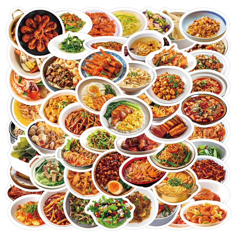 100 Pieces of Home-Cooked Food and Gourmet Stickers for Handbook Decoration DIY Stationery Mobile Phone Notebook Stickers