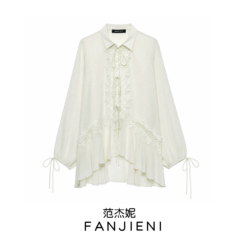 ZR Foreign Trade Wholesale European and American Style Women's Clothing Fashionable Versatile Collared Lace Embroidered Shirt Top 5919203 ZR Foreign Trade Wholesale European and American Style Women's Clothing Fashionable Versatile Collared Lace Embroidered Shirt Top 5919203