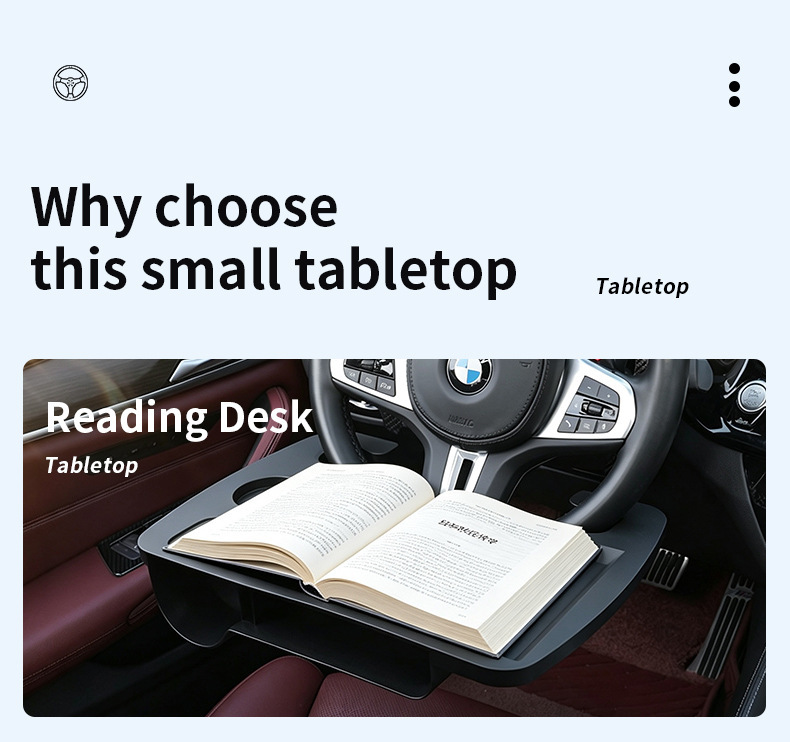 Cross-Border Car-Mounted Small Table Board, Steering Wheel Table Board, Multifunctional Passenger Seat Folding Small Table Board, In-Car Office Storage