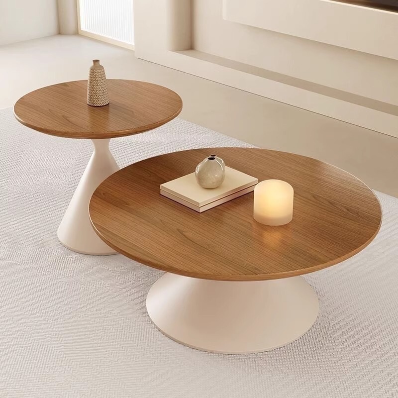 Cream Style Living Room Home Balcony Simple Modern Coffee Table Small Apartment Light Luxury High-end Coffee Table Log Small Table