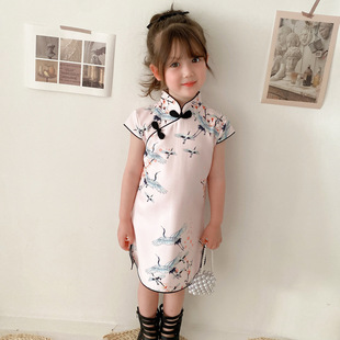 Girl's Cheongsam 2023 Summer New Baby's Ancient Costume Hanfu Dress Western Style Chinese Style Girl's Improvement