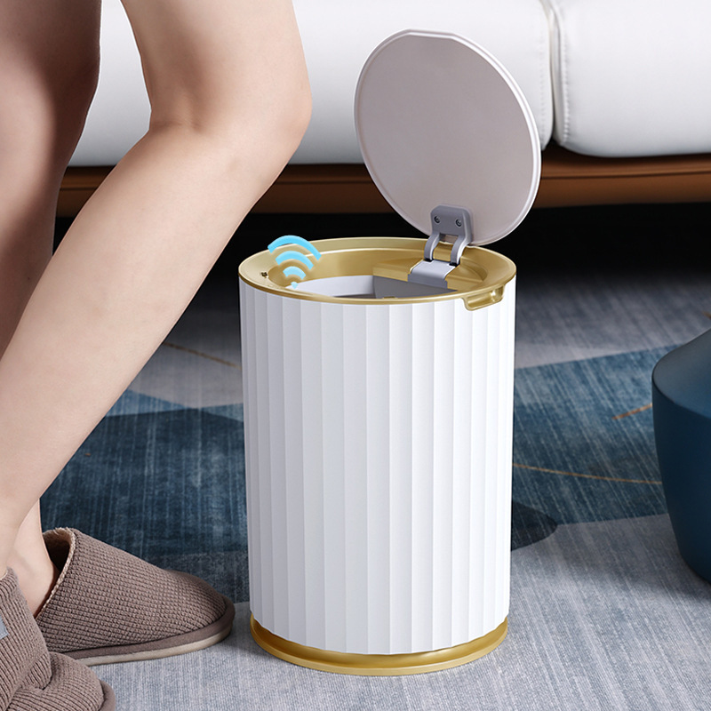 Smart Sensor Trash Can for Home Use in Living Room, Bedroom, Narrow Spaces, with Lid, Suitable for Toilet and Bathroom Waste