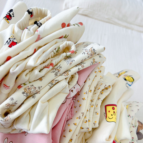 Children's brushed underwear set, boys and girls, warm pajamas, wool pull-frame autumn clothes, long trousers, combed cotton home clothes