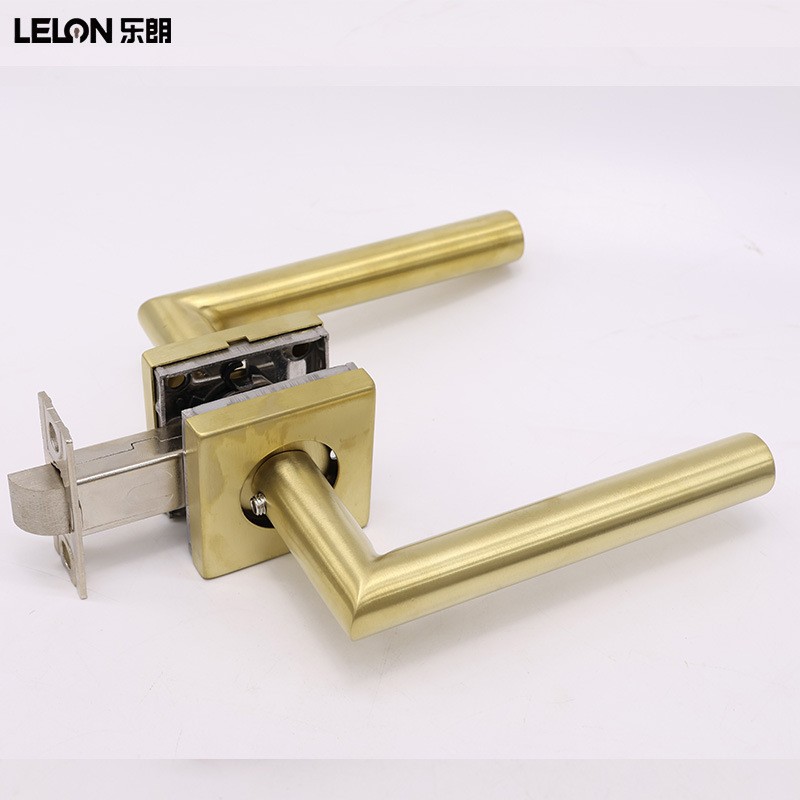 Acero inoxidable transfronterizo 304 cerradura de puerta americana cerradura cuadrada cerradura de mano de baño sin llave cerradura de puerta de lengua única cerradura de canal