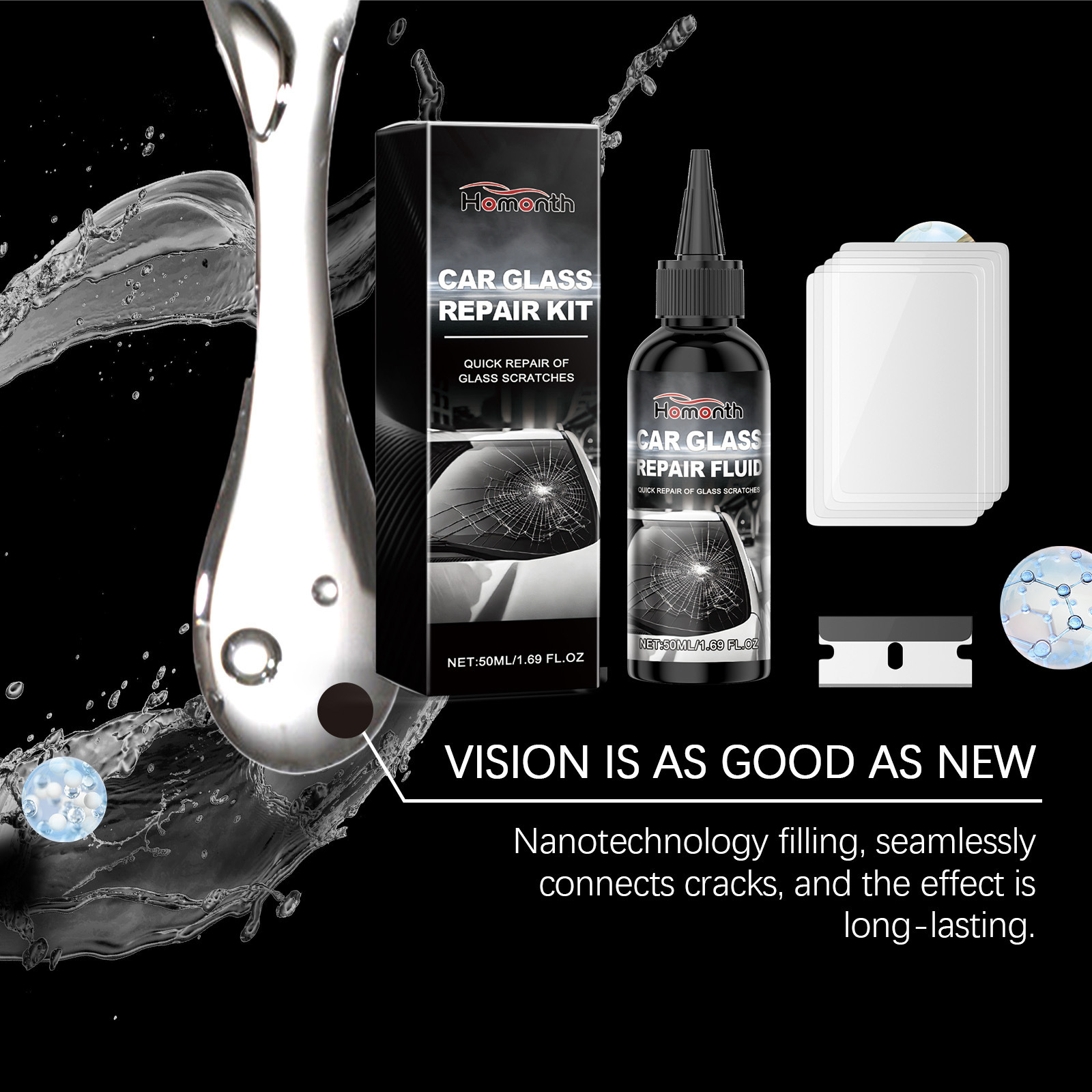 Reparationsvätska för bilglas Nano-reparationsvätska för bilvindrutor Clear Vision_voghion.com