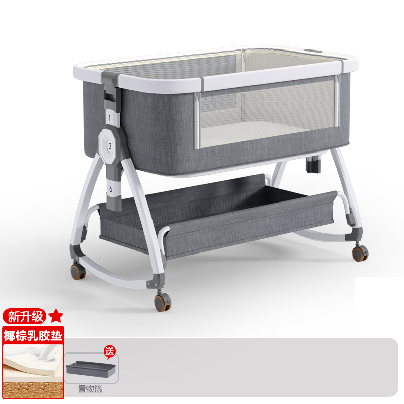 Cuna de bebé recién nacido cama costura Cama grande Baby Shaker BB cama de los niños cuna cama multifuncional móvil plegable image 39