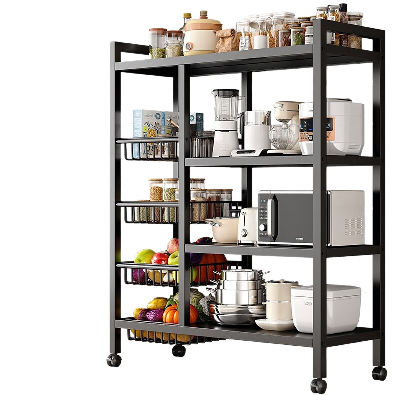 台所の野菜かごの床置き棚の多層収納物野菜果物収納棚の多機能収納バスケット