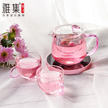 新品耐熱玻璃花茶壺帶過濾加熱杯墊恆溫保溫套裝茶杯家用茶具