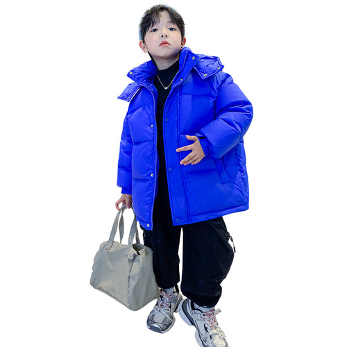 Children's down jacket for boys, winter wear thin down jacket inner coat outerwear 2024 new model middle and large child short blue fashion