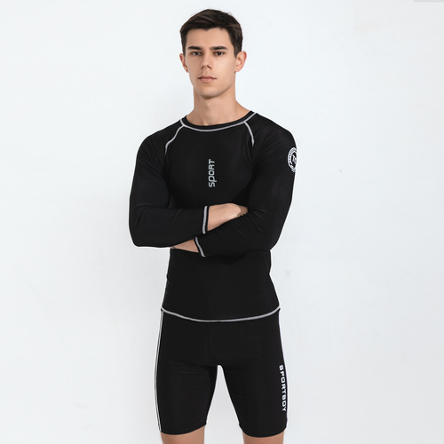 Men's swimsuit suit split long-sleeved sun protection quick-drying fat boy adult large size swimming training suit manufacturer batch