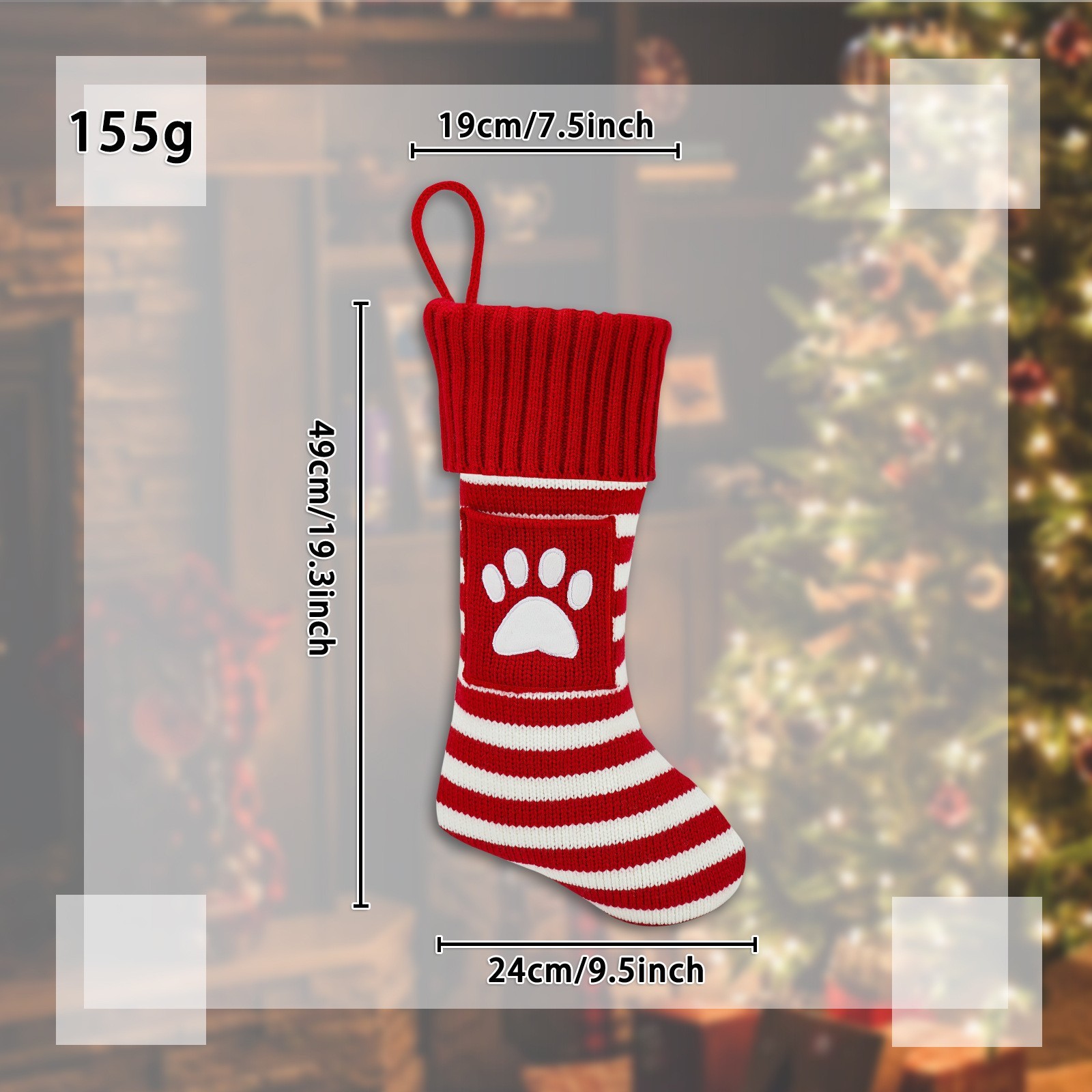 Amazon transfronterizo nueva Navidad mascota gato perro Navidad calcetines de punto bolsa de regalo calcetines de Navidad regalos de Navidad