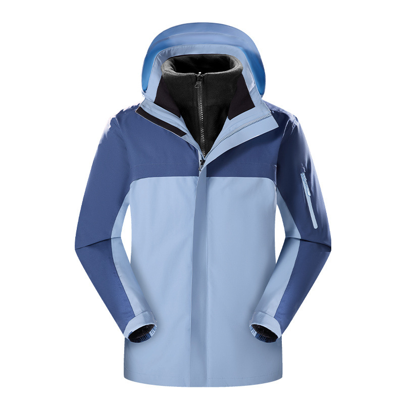 3 - en - 1 traje de asalto desmontable a prueba de viento dos piezas juego de ropa de trabajo de terciopelo casual capa de impresión LOGO para hombres