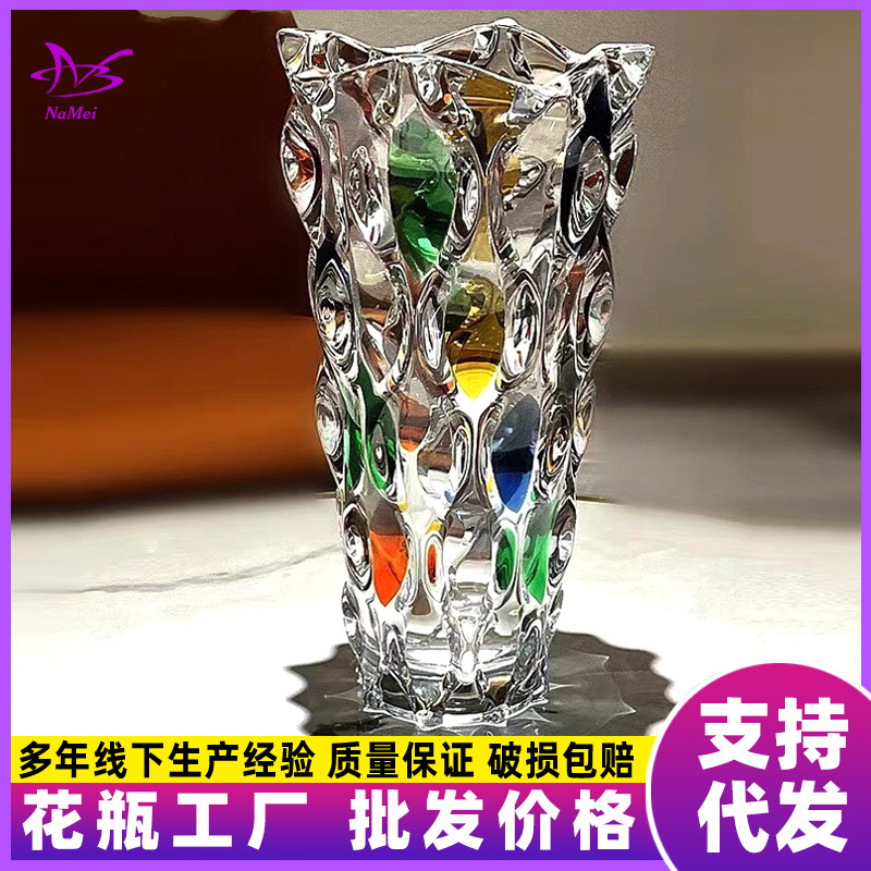 Nuevo jarrón de cristal transparente de agua de cristal cultivado Lilies Rose Decoración de escritorio de la sala de estar Decoración de alta calidad