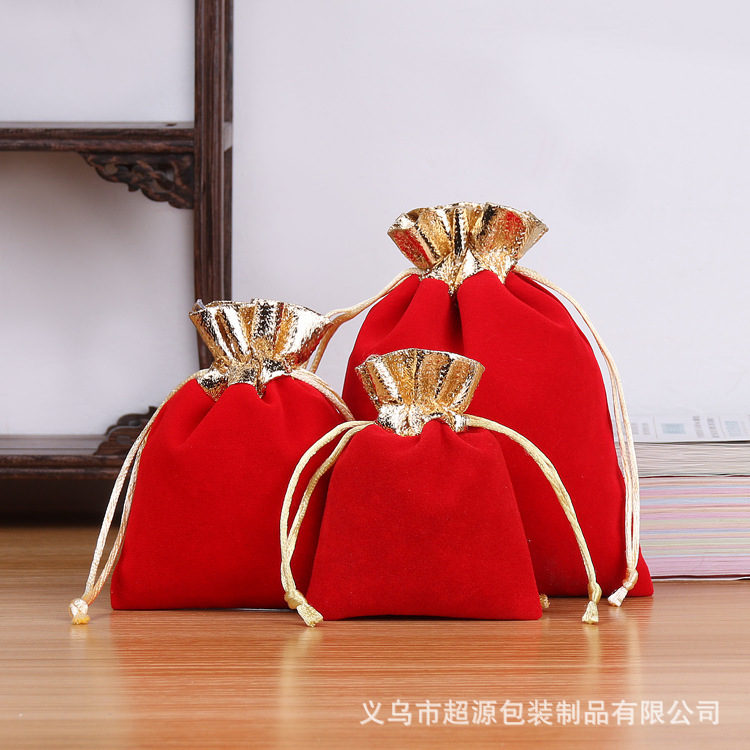 Bolso de terciopelo boca dorado Rojo