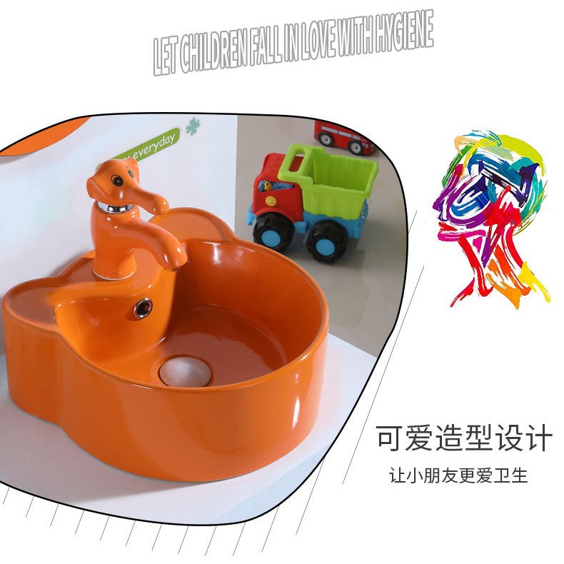 Kindergarten los niños colorido lavabo de cerámica baño lindo Micky lavabo Cuenca Superior de la historieta