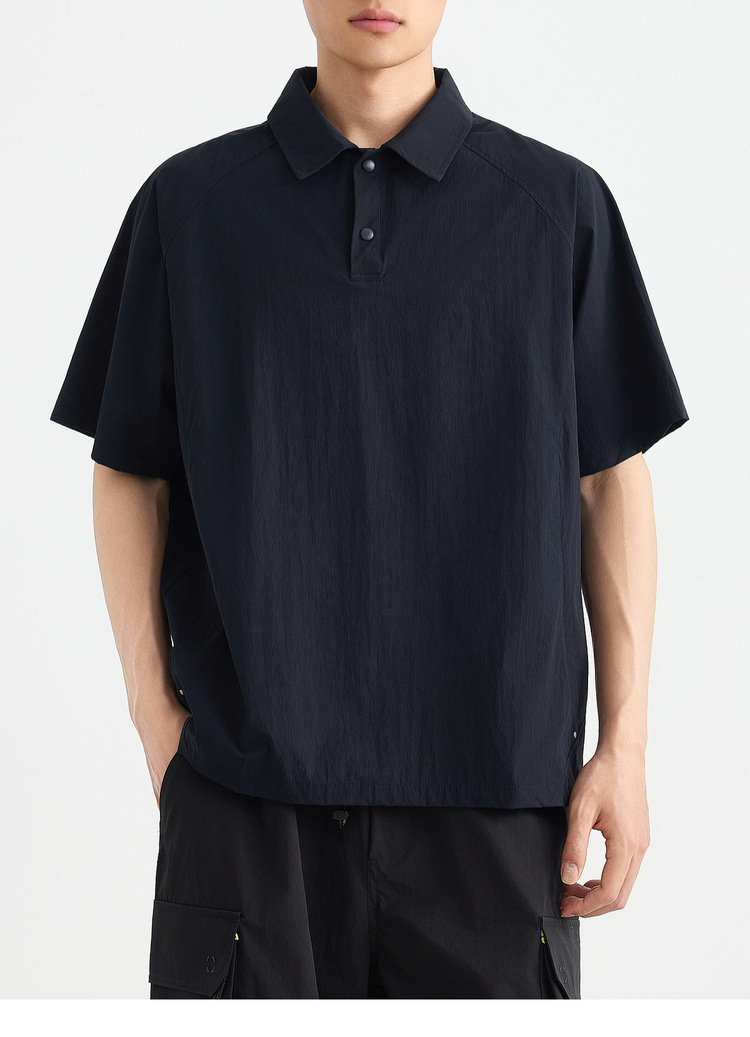 Áo polo nam tay raglan thể thao thành phố, chất liệu nhẹ khô nhanh — Màu trắng sữa chi tiết 23