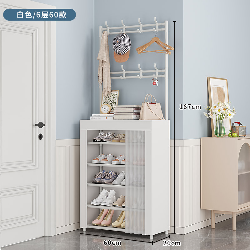 Zapatero a prueba de polvo, estante para zapatos y sombreros de piso para el hogar de varias capas, perchero en la puerta de la sala de estar, estante de almacenamiento de alquiler