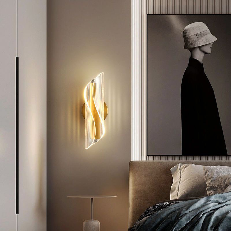 Luz de cabecera del dormitorio, lámpara de fondo de la sala de estar, escalera de lujo moderna y sencilla, pasillo de la habitación del hotel, red creativa de lámpara de pared roja