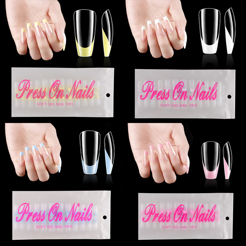 Cross-border explosions 120 pieces of French wearing nail bag classic nail nail nail thin transparent color DIY fake nails