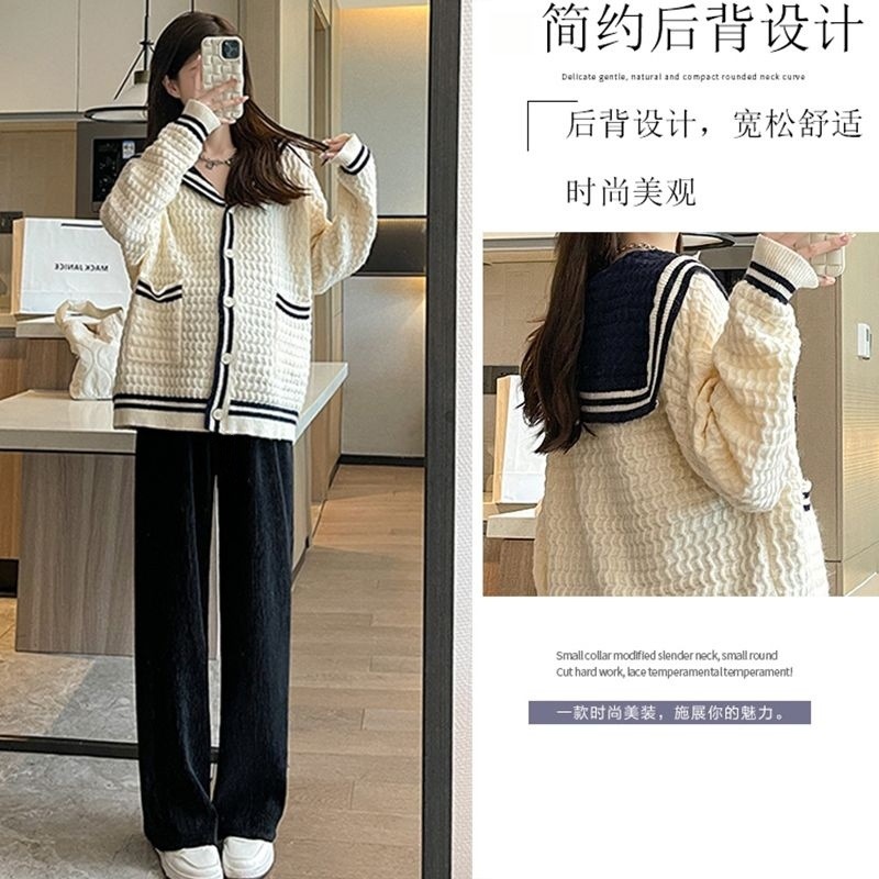 출산 의류 가을과 겨울 기모 세트 봄과 가을 패션 새로운 가을 코트 임신 코트 가을 투피스 세트