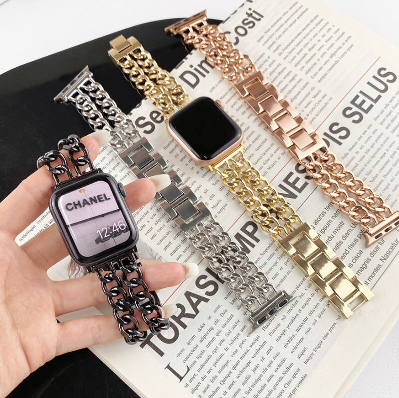 Suitable for Apple Watch Iwatch10 Generation Tweed Style Double Row Denim Chain Applewatchs98765 Factory Se Suitable for Apple Watch Iwatch10 Generation Tweed Style Double Row Denim Chain Applewatchs98765 Factory Se