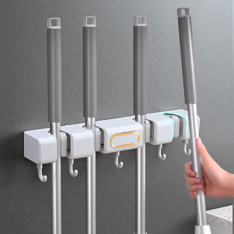Mopo de pared tipo sin perforación escoba gancho fijación de baños puerta de baño estante trasero artefacto mágico