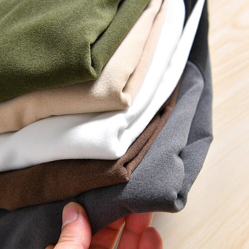 Double-sided German velvet rag-shoulder long-sleeved T-shirt men's autumn and winter warm splicing contrasting base shirt loose round neck couple top
