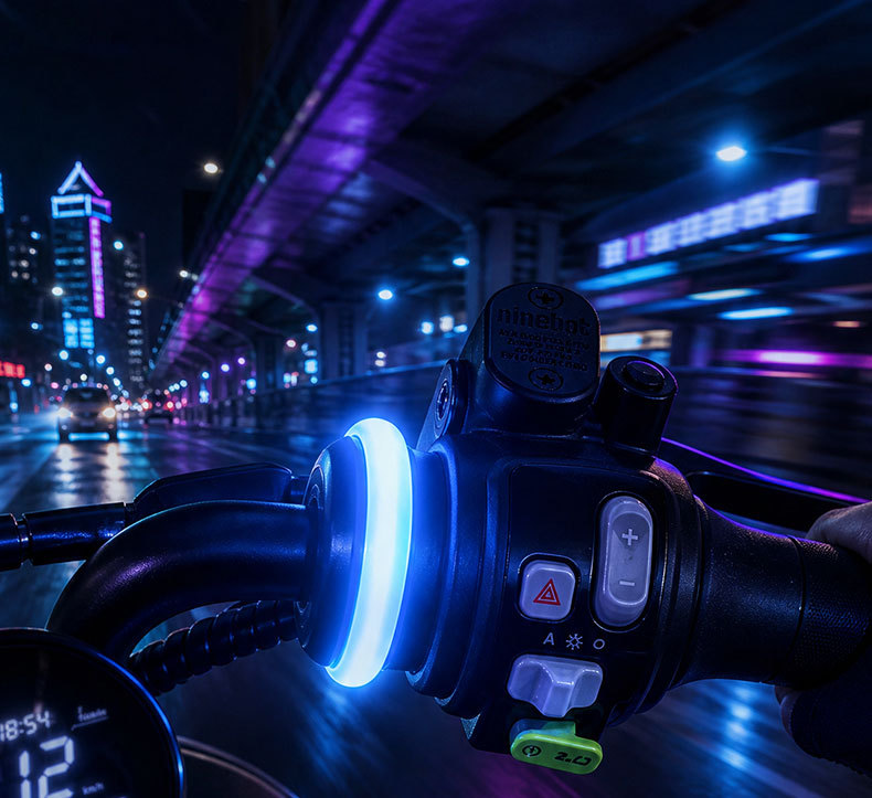 Electric Vehicle Handlebar Light-Up Ambient Light 12V Universal High-Brightness Warning Colorful Handlebar Ambient Light Handlebar Light Accessories