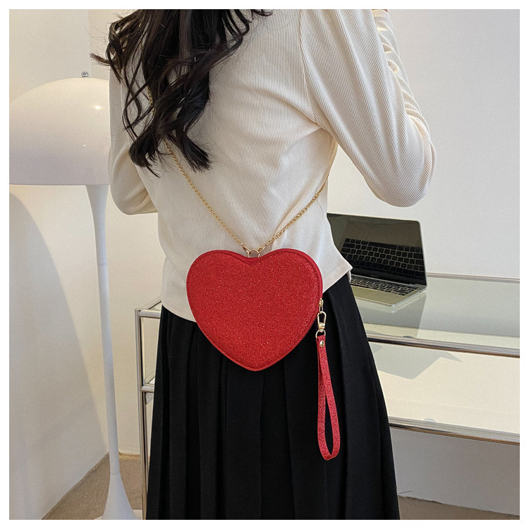 Women's New Heart Shaped Box Bag Chain Bag Fashion Shoulder Bag Crossbody Bag Solid PU_voghion.com