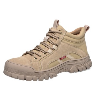 Labor Protection Shoes Men's Summer Wear-resistant Lightweight High-top Breathable Steel Toe Anti-smashing and Puncture-resistant Work Shoes for Construction Sites Four Seasons