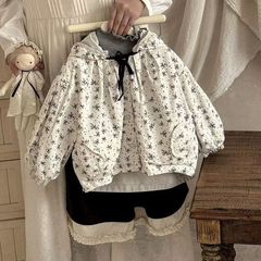 女童上衣2025秋季新品韩版童装两面穿宽松洋派小碎花连帽夹克外套
