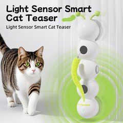 国境を越えて人気のペット用電動毛虫おもちゃ、犬用スマートセンサー付き猫じゃらし、羽根と尻尾で退屈を解消