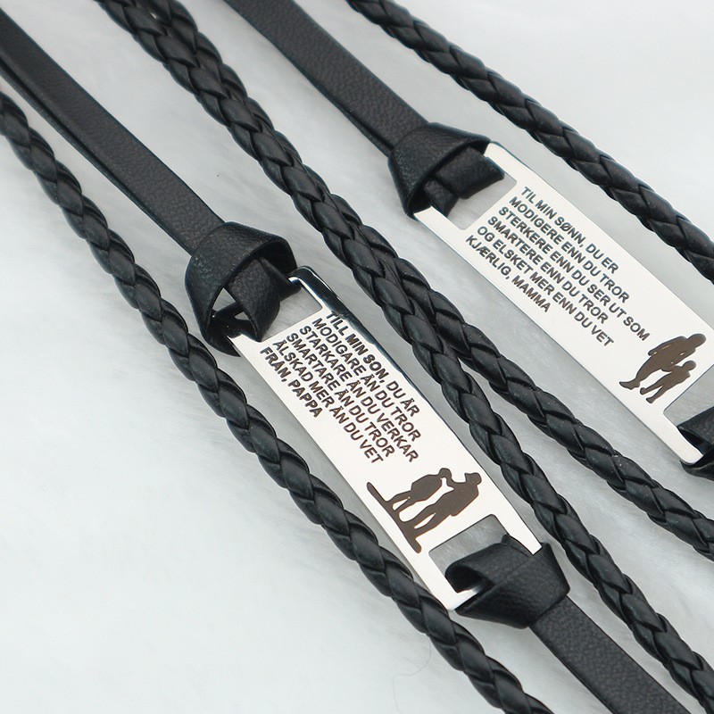 European and American cross-border retro punk hand-woven multi-layer men's street trend stainless steel smooth bracelet wholesale