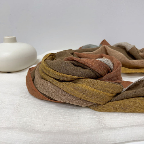 Spring and summer thin cotton and linen striped scarf, versatile soft neck scarf, ladies travel shawl,  new product