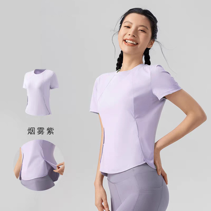 ランニングジムスリム速乾服半袖朝ランニングカジュアルスポーツウェアセクシーなウエスト痩身ヨガ服女性夏|undefined