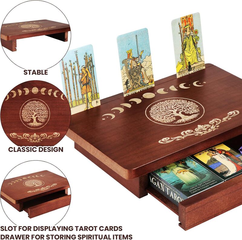 Cross-Border Wooden Tarot Card Stand Crystal Storage Box Moon Tarot Accessories Crystal Tray Stand Desktop Display Box Cross-Border Wooden Tarot Card Stand Crystal Storage Box Moon Tarot Accessories Crystal Tray Stand Desktop Display Box
