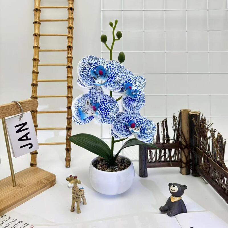 クロスボーダーのシミュレーション胡蝶蘭盆栽花付きデスクトップ装飾プラスチック造花盆栽撮影植木鉢置物花頭|undefined