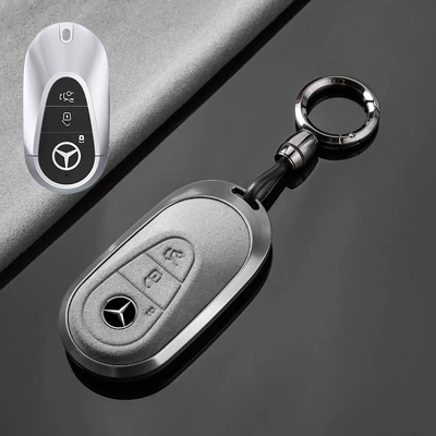 Car key bag | cover gle350 c260l glb220 - no-specifications-mercedes-benz-c-tarnish-aluminum-alloy-light-gray-suede-convenient-buckle