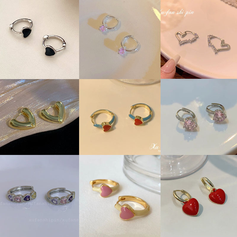 13g Weight Copper Ear Needle Material Rhinestones Inlay Material Drop Earrings, Earrings Classification 1 Pair Sweet Heart Shape Butterfly Enamel Plating Inlay Copper Rhinestones Drop Earrings Earrings
