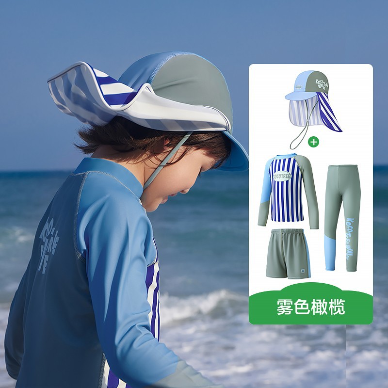 KK Tree Traje de baño para niños Traje de baño dividido para niños Clase A Traje de baño para niñas Protector solar Pantalones de manga larga para bebés