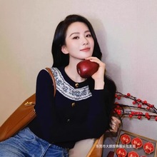 南油女装刘诗诗章若楠同款CE家提花针织衫气质休闲毛衣开衫外套