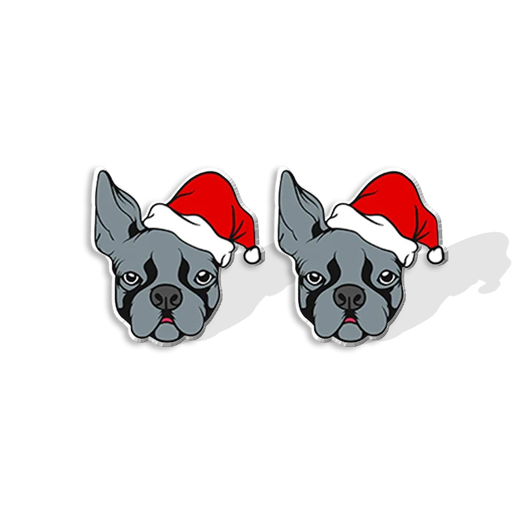 1 Pair Cute Christmas Hat Dog Cat Plastic Ear Studs display picture 9