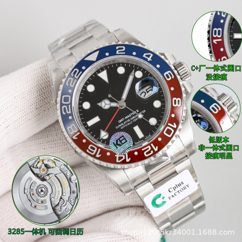 Cross-Border Dropshipping Gmt Greenwich Coke Ring Waterproof Luminous Fully Automatic Men's Mechanical Diving Watch