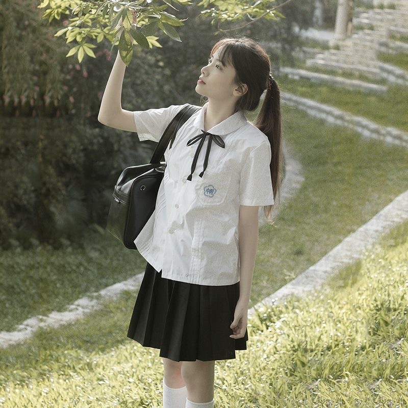 台湾学生服セット中学生 JK 制服白シャツアコーディオンプリーツ高校カレッジスタイル卒業クラス制服夏|undefined