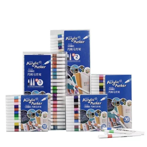 36-color acrylic markers for students, specially designed for art, waterproof and non-fading, suitable for ceramic and watercolor painting and drawing.