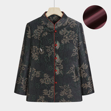 中老年女装秋冬品质外套老人奶奶洋气奢华花色上衣妈妈装加肥加大