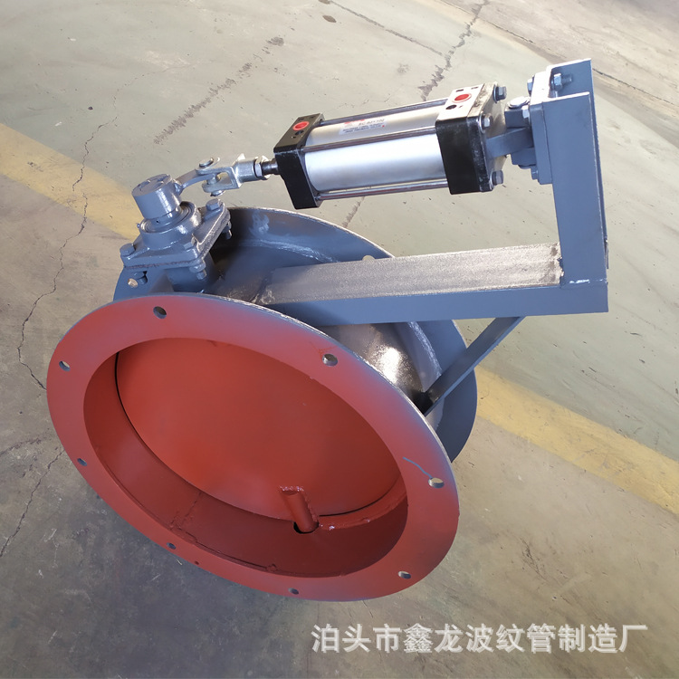 气动通风蝶阀DN450 圆形碳钢单轴气动风门 法兰连接气动调节风门