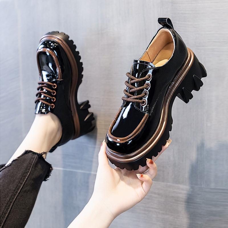 2025 New Style Suitable for Fat and Wide Small Leather Shoes for Women Spring, Autumn and Summer British Style Patent Leather Thick Sole Thick Heel Big Toe Shoes 2025 New Style Suitable for Fat and Wide Small Leather Shoes for Women Spring, Autumn and Summer British Style Patent Leather Thick Sole Thick Heel Big Toe Shoes
