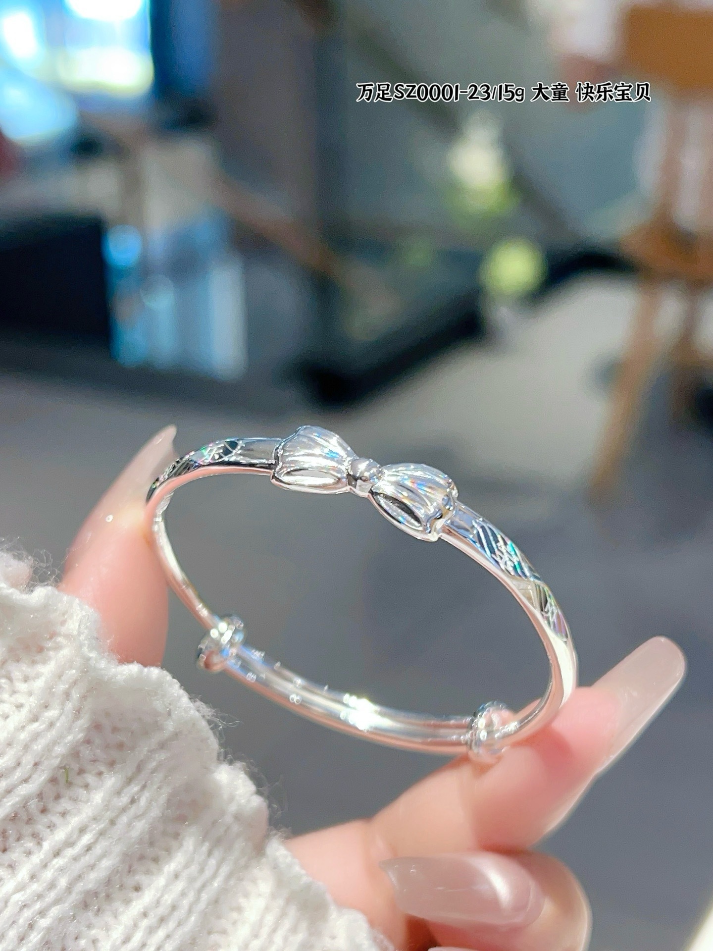 Bowknot niños grandes 999 pulseras de plata esterlina niñas niños estudiantes de primaria joyería de plata niña pulsera de plata individual